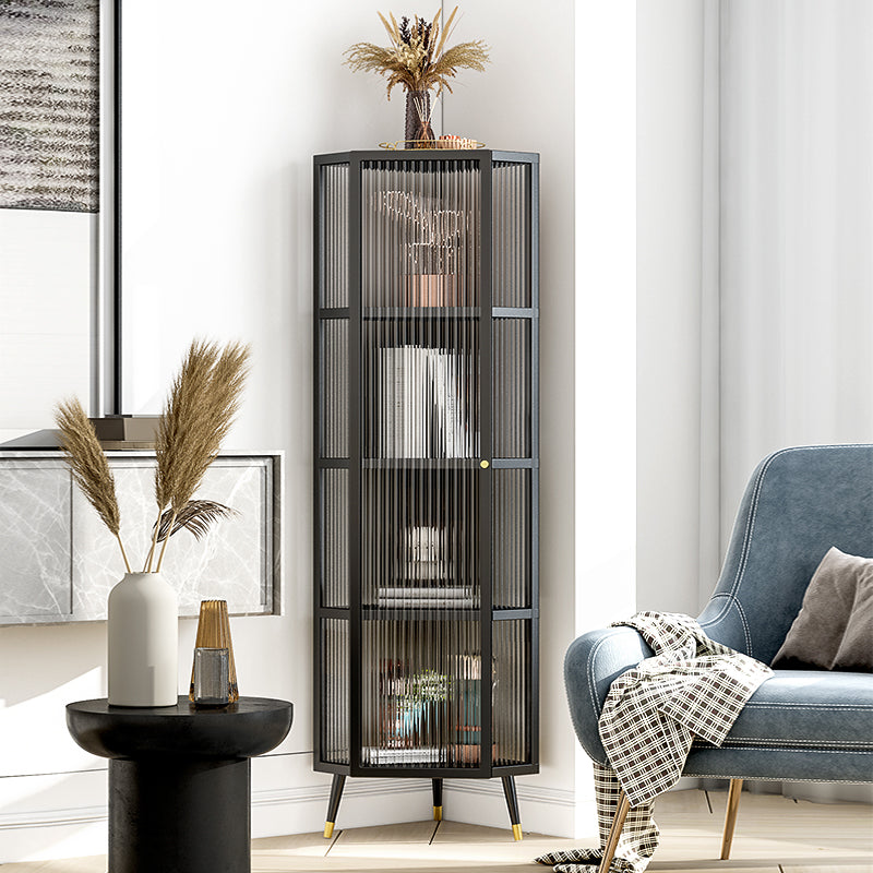 Living Room Minimalism Buffet Server Glass Door Metal Frame Dining Server Clearhalo 'buffet_sideboard' 'Buffets & Sideboards' 'furn' 'furn_buffet_sideboard' 'Furniture' 'Kitchen & Dining Furniture' 5828669