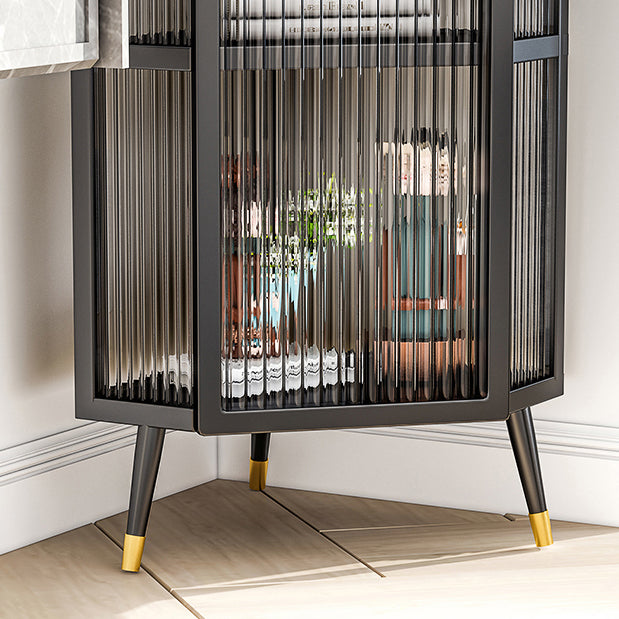 Living Room Minimalism Buffet Server Glass Door Metal Frame Dining Server Clearhalo 'buffet_sideboard' 'Buffets & Sideboards' 'furn' 'furn_buffet_sideboard' 'Furniture' 'Kitchen & Dining Furniture' 5828676