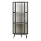 Living Room Minimalism Buffet Server Glass Door Metal Frame Dining Server 16"L x 16"W x 41"H Black Clearhalo 'buffet_sideboard' 'Buffets & Sideboards' 'furn' 'furn_buffet_sideboard' 'Furniture' 'Kitchen & Dining Furniture' 5828679