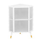 Living Room Minimalism Buffet Server Glass Door Metal Frame Dining Server 15.7"L x 15.7"W x 29.5"H White Clearhalo 'buffet_sideboard' 'Buffets & Sideboards' 'furn' 'furn_buffet_sideboard' 'Furniture' 'Kitchen & Dining Furniture' 5828680