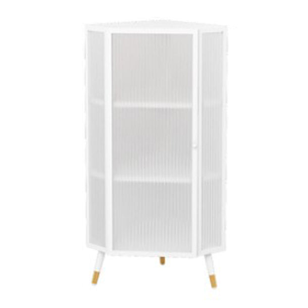 Living Room Minimalism Buffet Server Glass Door Metal Frame Dining Server 16"L x 16"W x 41"H White Clearhalo 'buffet_sideboard' 'Buffets & Sideboards' 'furn' 'furn_buffet_sideboard' 'Furniture' 'Kitchen & Dining Furniture' 5828681