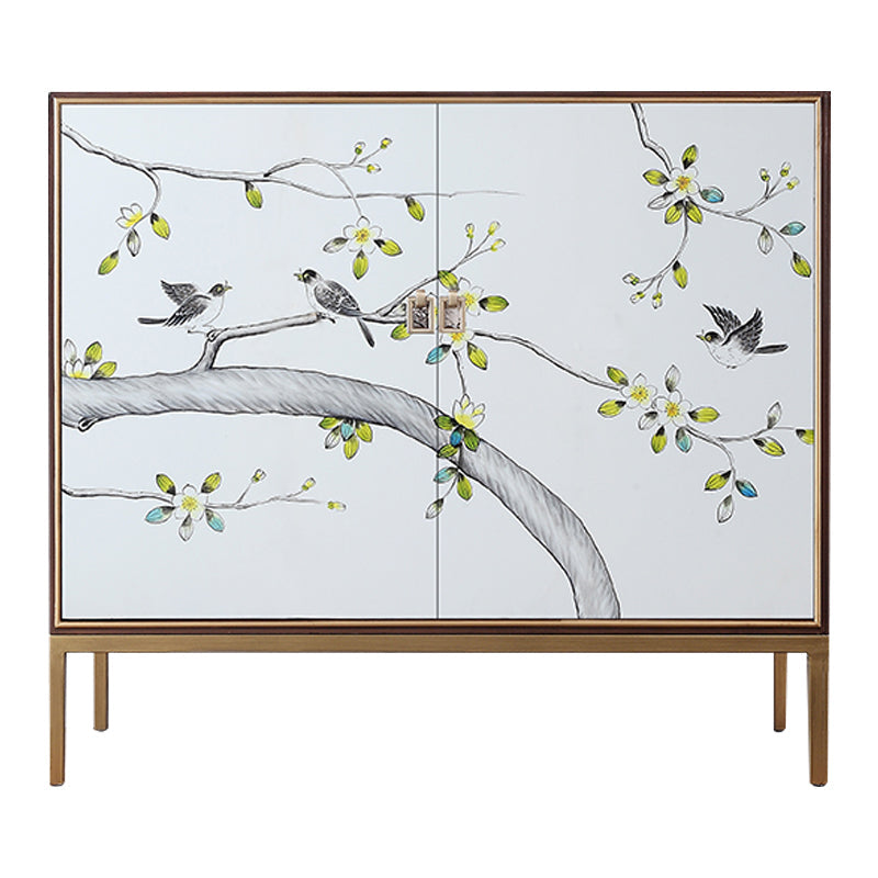 Birch Wood Dining Room Sideboard Cabinet Glam Server Cabinet with Storage 39"L x 16"W x 35"H Clearhalo 'buffet_sideboard' 'Buffets & Sideboards' 'furn' 'furn_buffet_sideboard' 'Furniture' 'Kitchen & Dining Furniture' 5828689