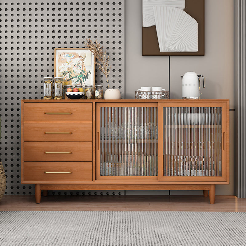 Two Doors Four Drawers Sideboard Brown 32-inch Height Buffet Table for Living Room Clearhalo 'buffet_sideboard' 'Buffets & Sideboards' 'furn' 'furn_buffet_sideboard' 'Furniture' 'Kitchen & Dining Furniture' 5828724