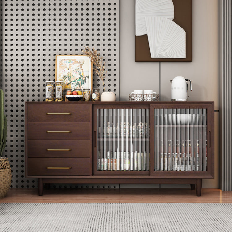 Twee deuren vier laden Sideboard Bruin 32-inch hoogtebuffettafel voor woonkamer