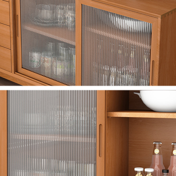 Twee deuren vier laden Sideboard Bruin 32-inch hoogtebuffettafel voor woonkamer