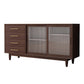 Twee deuren vier laden Sideboard Bruin 32-inch hoogtebuffettafel voor woonkamer