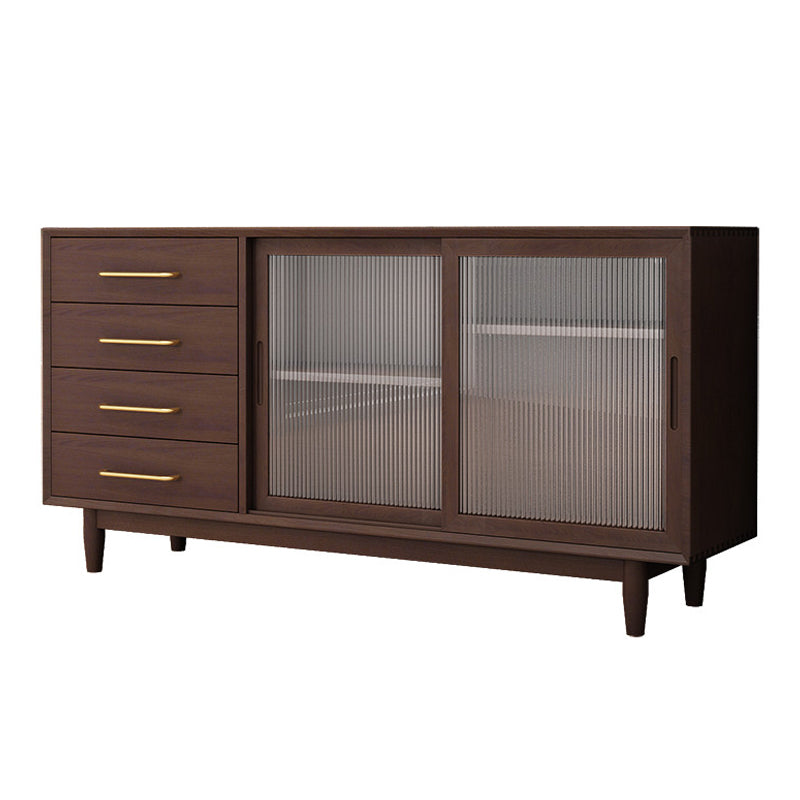 Two Doors Four Drawers Sideboard Brown 32-inch Height Buffet Table for Living Room Walnut Clearhalo 'buffet_sideboard' 'Buffets & Sideboards' 'furn' 'furn_buffet_sideboard' 'Furniture' 'Kitchen & Dining Furniture' 5828733