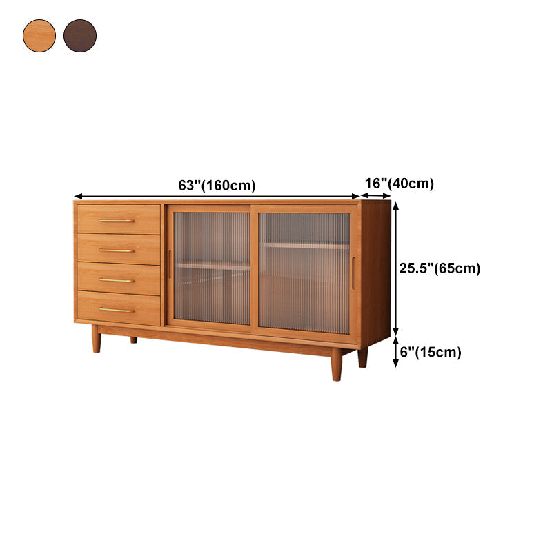 Two Doors Four Drawers Sideboard Brown 32-inch Height Buffet Table for Living Room Clearhalo 'buffet_sideboard' 'Buffets & Sideboards' 'furn' 'furn_buffet_sideboard' 'Furniture' 'Kitchen & Dining Furniture' 5828736