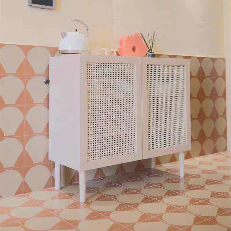 Serveur de buffet de rotin 2 portes serveur de cuisine en bois de 36 pouces de hauteur pour salle à manger