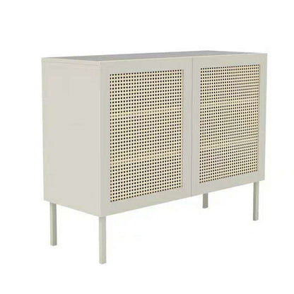 Serveur de buffet de rotin 2 portes serveur de cuisine en bois de 36 pouces de hauteur pour salle à manger