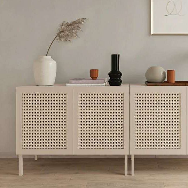 Serveur de buffet de rotin 2 portes serveur de cuisine en bois de 36 pouces de hauteur pour salle à manger