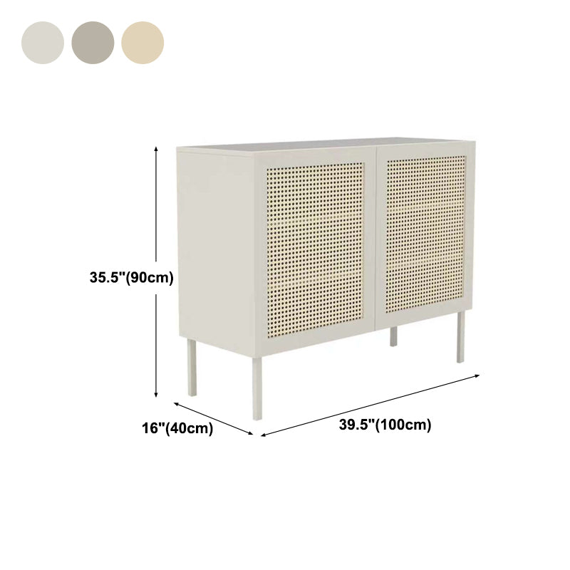 Serveur de buffet de rotin 2 portes serveur de cuisine en bois de 36 pouces de hauteur pour salle à manger