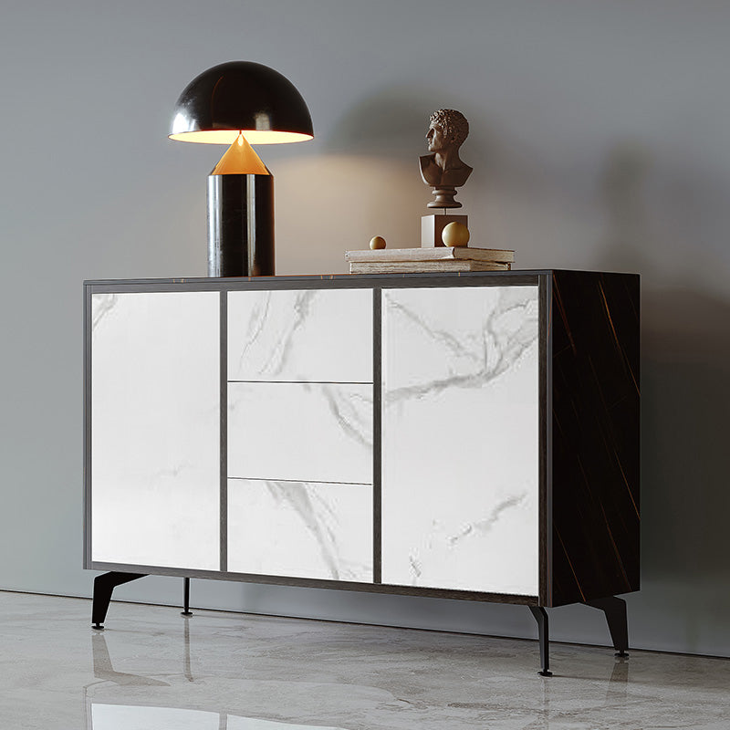 Artificial Wood comedor del comedor gabinete parador glam credenza con cajones y almacenamiento