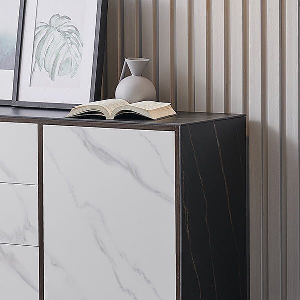 Artificial Wood comedor del comedor gabinete parador glam credenza con cajones y almacenamiento