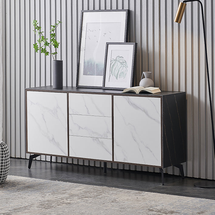 Artificial Wood comedor del comedor gabinete parador glam credenza con cajones y almacenamiento