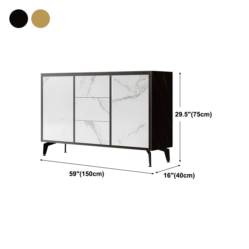 Artificial Wood comedor del comedor gabinete parador glam credenza con cajones y almacenamiento