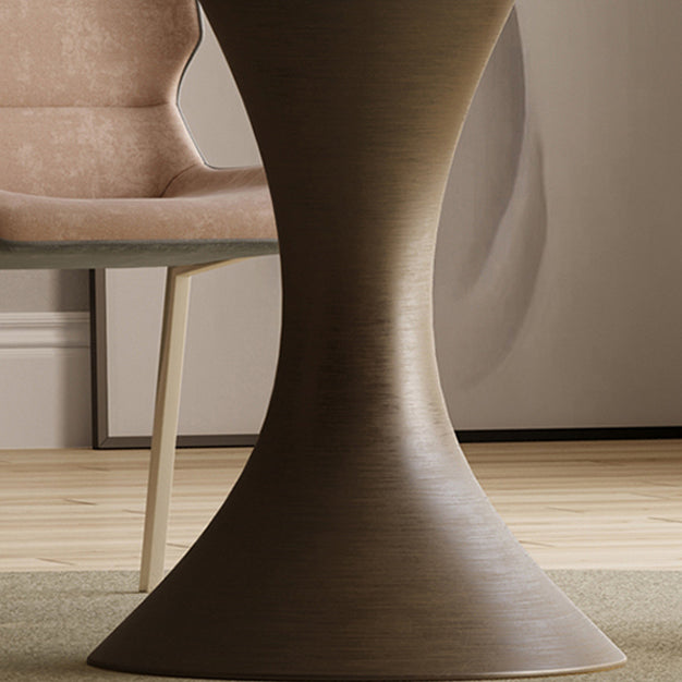 Tavolo da pranzo in pietra sinterizzato senza tavolo rotondo di lusso giradischi con piedistallo in metallo