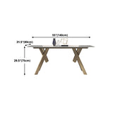 Tavolo da rettangolo del tavolo in pietra sinterizzato di lusso con base in metallo oro e 4 gambe