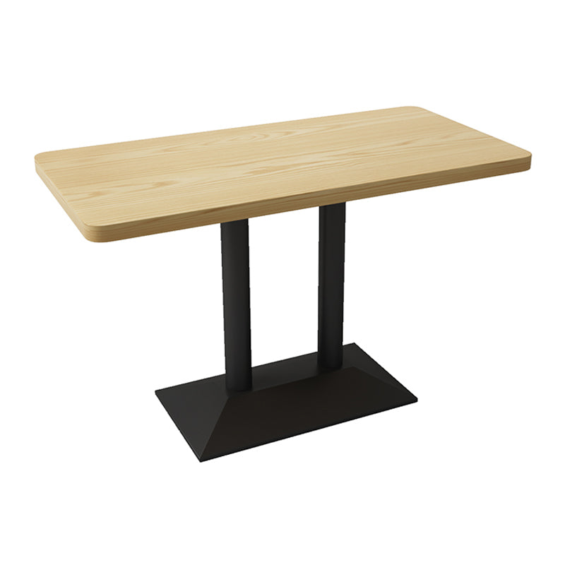 Industrial Wood Table for Restaurant Dining Table with Metal Base in Black