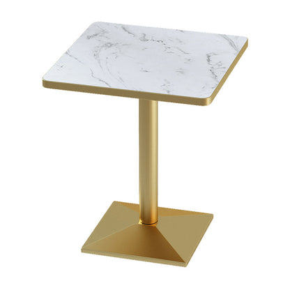 Industrial Wooden White Table for Restaurant Dining Table with Metal Base in Gold
