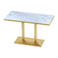 Industrial Wooden White Table for Restaurant Dining Table with Metal Base in Gold