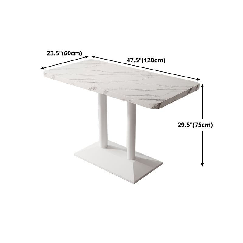 Industrial Wooden White Table for Restaurant Dining Table with Metal Base