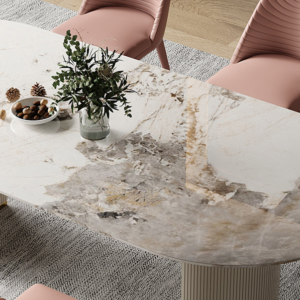 Traditional Luxury Furniture Oval Double Pedestal Dining Room Table for Home Clearhalo 'Dining Tables & Seating' 'Dining Tables' 'dining_table' 'furn' 'furn_dining_table' 'Furniture' 'Kitchen & Dining Furniture' 5828967