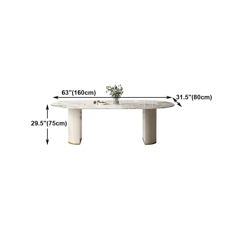 Traditional Luxury Furniture Oval Double Pedestal Dining Room Table for Home Clearhalo 'Dining Tables & Seating' 'Dining Tables' 'dining_table' 'furn' 'furn_dining_table' 'Furniture' 'Kitchen & Dining Furniture' 5828974