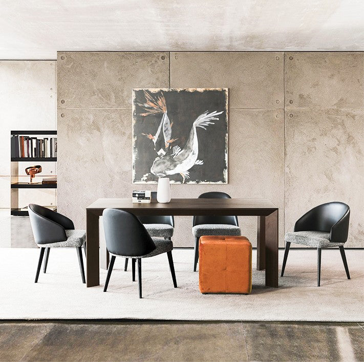 Rettangolo 4 gambe Tabella industriale Tavolo di colore nero fisso di legno massiccio di pino