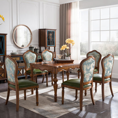 Medieval Modern Rubber Wood Table 51.5"L Rectangle Table with Wooden 4 Legs