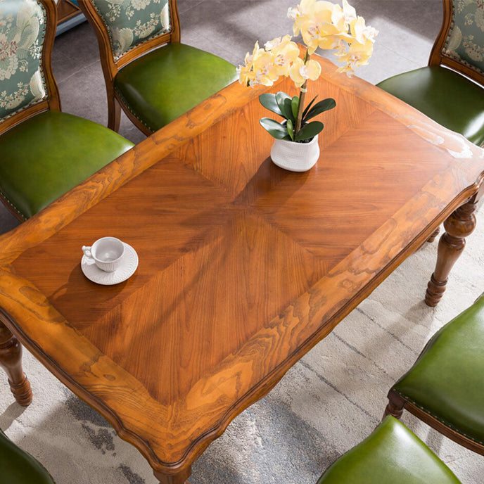 Medieval Modern Rubber Wood Table 51.5"L Rectangle Table with Wooden 4 Legs