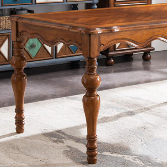 Medieval Modern Rubber Wood Table 51.5"L Rectangle Table with Wooden 4 Legs