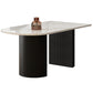 Modern Style Dining Table 55"L Double Pedestal Dining Table with Black Base