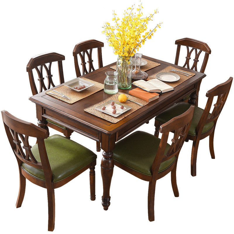 Ash Wood Top Table Solid Wood Mid-Century Modern Rectangle Dining Table for Dining Room