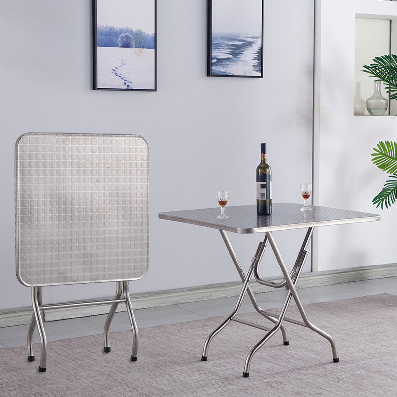 Industrial Style Dining Table Square Stainless Steel Folding Dining Table for Home Use 23.6"L x 23.6"W x 28"H Without Chairs Clearhalo 'Dining Tables & Seating' 'Dining Tables' 'dining_table' 'furn' 'furn_dining_table' 'Furniture' 'Kitchen & Dining Furniture' 5829040