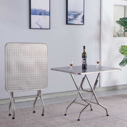 Industrial Style Dining Table Square Stainless Steel Folding Dining Table for Home Use 23.6"L x 23.6"W x 28"H Without Chairs Clearhalo 'Dining Tables & Seating' 'Dining Tables' 'dining_table' 'furn' 'furn_dining_table' 'Furniture' 'Kitchen & Dining Furniture' 5829040