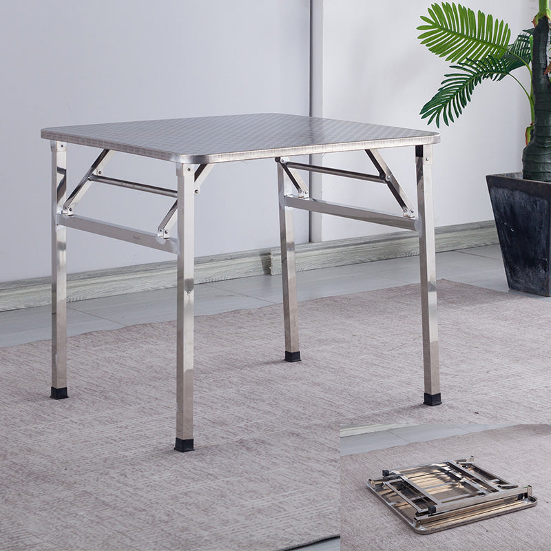 Industrial Style Dining Table Square Stainless Steel Folding Dining Table for Home Use Clearhalo 'Dining Tables & Seating' 'Dining Tables' 'dining_table' 'furn' 'furn_dining_table' 'Furniture' 'Kitchen & Dining Furniture' 5829042