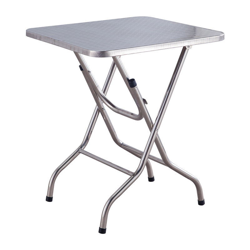 Industrial Style Dining Table Square Stainless Steel Folding Dining Table for Home Use 31.5"L x 31.5"W x 28"H Without Chairs Clearhalo 'Dining Tables & Seating' 'Dining Tables' 'dining_table' 'furn' 'furn_dining_table' 'Furniture' 'Kitchen & Dining Furniture' 5829044