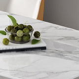 Luxury Sintered Stone Table Oval Pedestal White Tone Dining Table for Dining Room