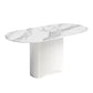 Luxury Sintered Stone Table Oval Pedestal White Tone Dining Table for Dining Room