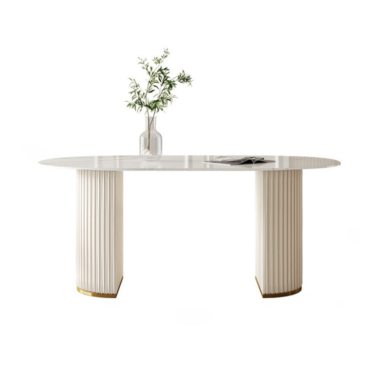 Traditional Luxury Dining Table Oval Sintered Stone Dining Table for Home Use Clearhalo 'Dining Tables & Seating' 'Dining Tables' 'dining_table' 'furn' 'furn_dining_table' 'Furniture' 'Kitchen & Dining Furniture' 5829087