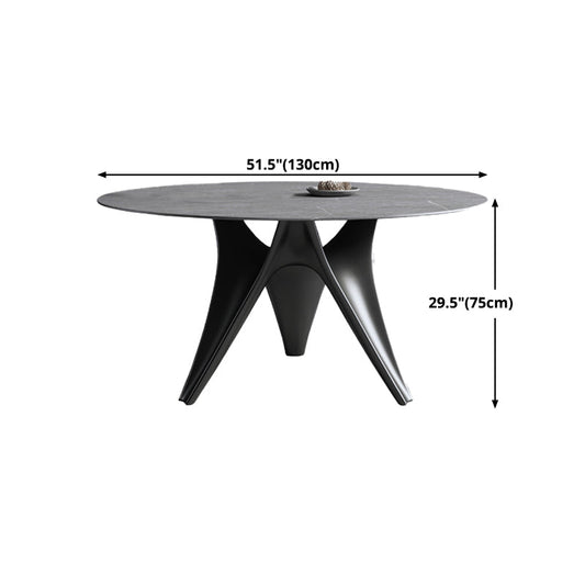 Round Stone Table Modern Style Dining Site Table With Tripod Base