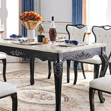 Mesa de comedor blanca rectangular Mesa de piedra victoriana con 4 patas