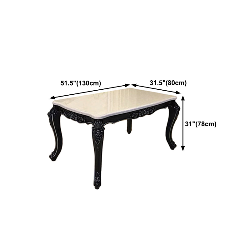 Mesa de comedor blanca rectangular Mesa de piedra victoriana con 4 patas