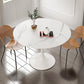 White Modern Round Dining Table Sintered Stone Top Tulip Base Table 31.5"L x 31.5"W x 29.1"H Without Chairs Clearhalo 'Dining Tables & Seating' 'Dining Tables' 'dining_table' 'furn' 'furn_dining_table' 'Furniture' 'Kitchen & Dining Furniture' 5829120