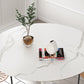 White Modern Round Dining Table Sintered Stone Top Tulip Base Table Clearhalo 'Dining Tables & Seating' 'Dining Tables' 'dining_table' 'furn' 'furn_dining_table' 'Furniture' 'Kitchen & Dining Furniture' 5829121