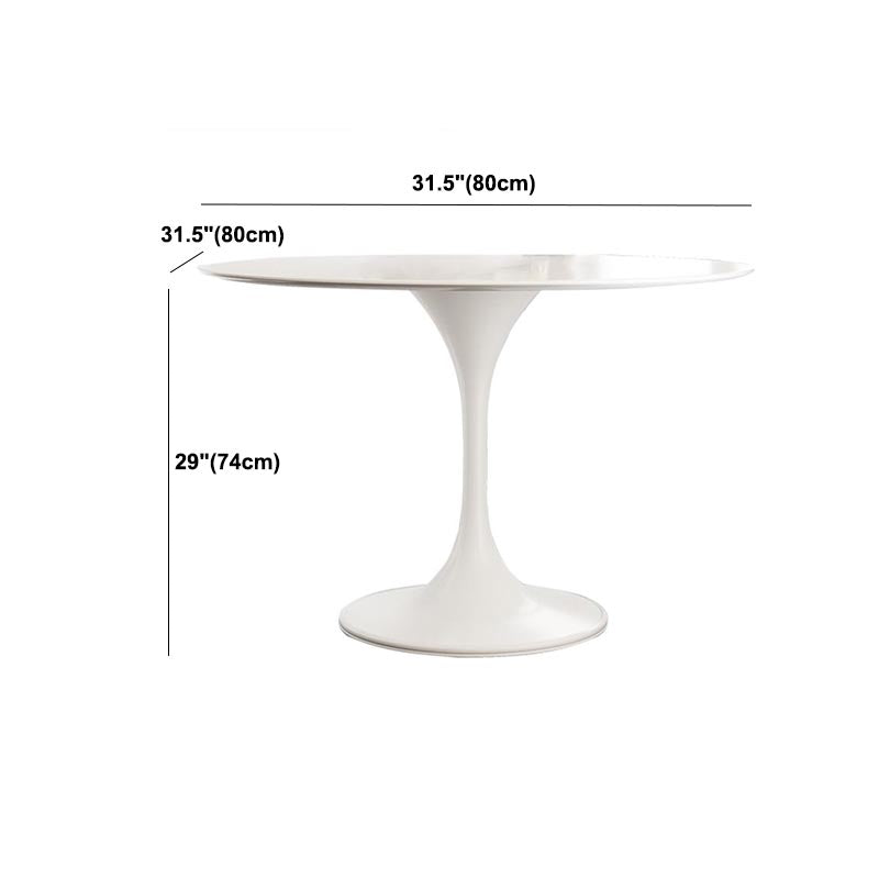 White Modern Round Dining Table Sintered Stone Top Tulip Base Table Clearhalo 'Dining Tables & Seating' 'Dining Tables' 'dining_table' 'furn' 'furn_dining_table' 'Furniture' 'Kitchen & Dining Furniture' 5829125