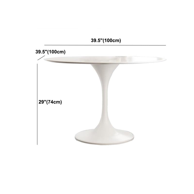 White Modern Round Dining Table Sintered Stone Top Tulip Base Table Clearhalo 'Dining Tables & Seating' 'Dining Tables' 'dining_table' 'furn' 'furn_dining_table' 'Furniture' 'Kitchen & Dining Furniture' 5829127