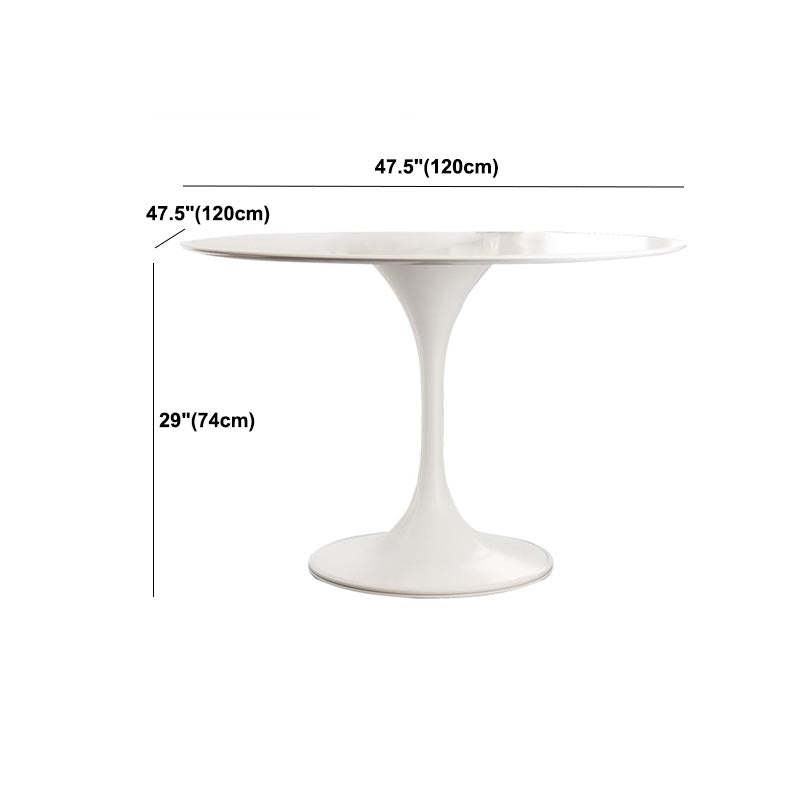 White Modern Round Dining Table Sintered Stone Top Tulip Base Table Clearhalo 'Dining Tables & Seating' 'Dining Tables' 'dining_table' 'furn' 'furn_dining_table' 'Furniture' 'Kitchen & Dining Furniture' 5829129