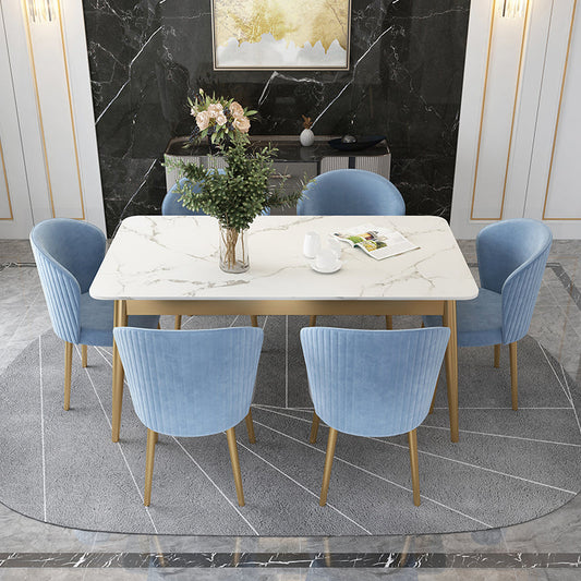 Traditional Luxury Dining Table Rectangle Sintered Stone Table for Home Gold 47.2"L x 23.6"W x 29.5"H Without Chairs
